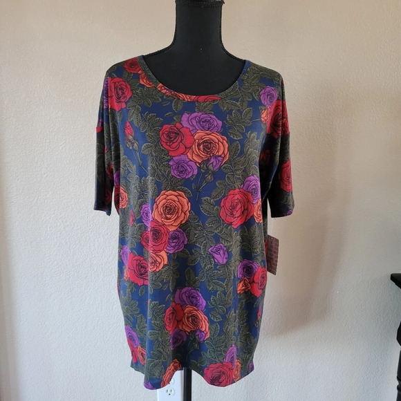 NWT LULAROE Floral Oversized High Low Tee - Picture 1 of 6